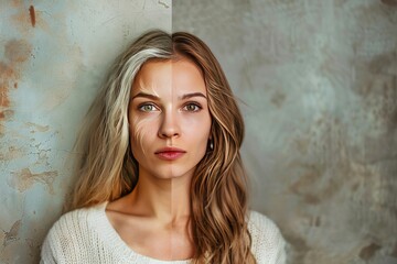Fototapeta premium Skincare treatment solutions for aging divisions emphasize maintaining beauty and health across life stages.