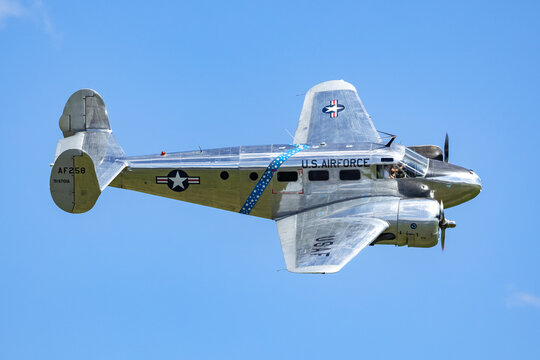 Plasy - April 27, 2024, Czech Republic: Beech C-45H Expeditor at Plasy Airport, Den ve vzduchu Airshow.