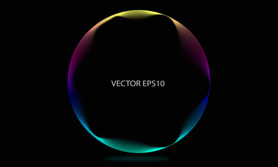Vector in concept of AI technology, science, music. circles lines wavy in round frame isolated