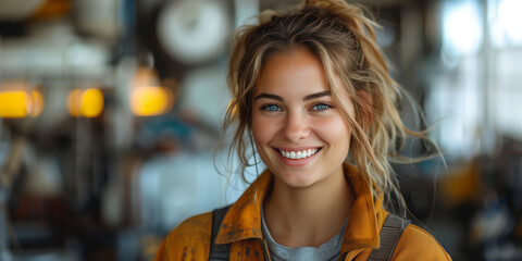 Fototapeta premium A woman smiling happily against an empty white background