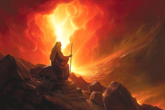 moses the biblical abrahamic prophet on mount sinai received the ten commandments