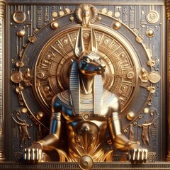 golden anubis ancient egypt illustration