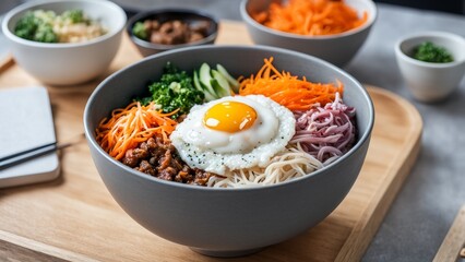 Pibimpap is one of the most popular dishes of traditional Korean cuisine.