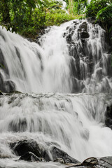 waterfall in the mountains, long exposure, curug madu