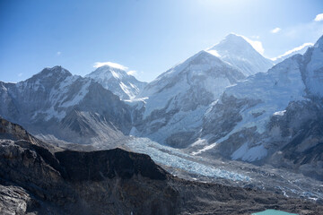 The snow-covered landscape of the Himalayas is an unforgettably beautiful sight.