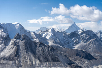 The snow-covered landscape of the Himalayas is an unforgettably beautiful sight.