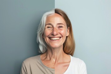 Face lift solutions for women highlight visual contrast in skincare, blending genetics and traditional methods to rejuvenate aging skin side by side.