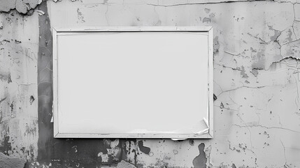 Wrinkled white poster mockup with glued paper effect on textured wall for realistic display