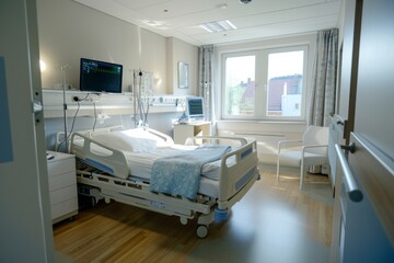 Modular Treatment Pods in modern hospital. Adaptable room for medical procedures and patients comfort