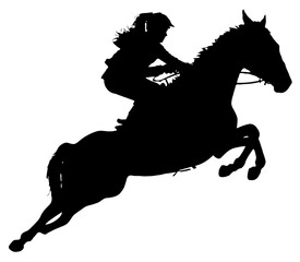 Detailed Sport Silhouette - Female or Woman Show Jumping or Horse Racing