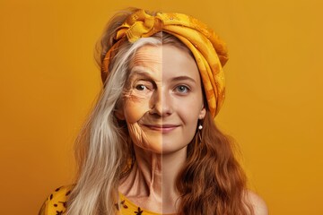 Skincare solutions for women blend genetics with traditional methods, providing visual contrast and rejuvenation in aging stage portraits.