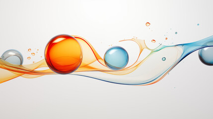 Minimalistic flow colourful liquid sphere bubble, white plain background
