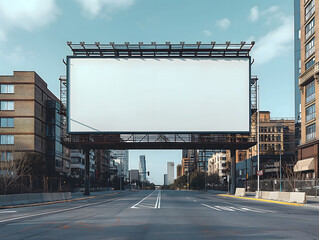 Obraz premium Billboard mockup image, large clean white surface, empty large advertising space, Bigboard