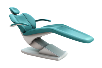 Dental chair, medical furniture, isolated on transparent background. Seat for dental examination, cleaning and treatment