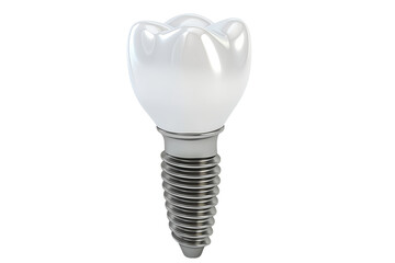 Dental implant, artificial white tooth, isolated on transparent background. Denture realistic closeup implant. Prosthesis, chewing denture