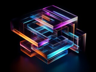 Futuristic Minimalist Wireframe Abstract with Holographic Overlays and Gradient Backdrop for Data Visualization Presentations