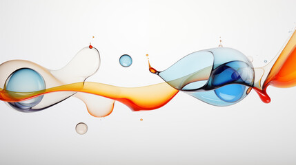 Minimalistic flow colourful liquid sphere bubble, white plain background