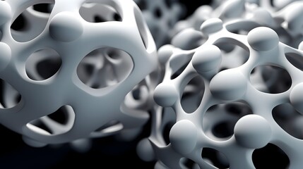 Futuristic White Cell Structures in Smooth,Organic Abstraction