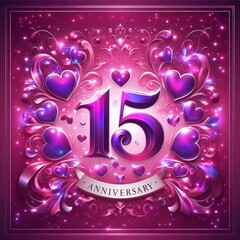 Vibrant 15th Anniversary Celebration in Pink and Purple