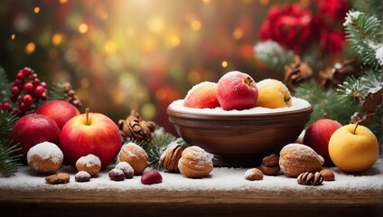 christmas still life with apples