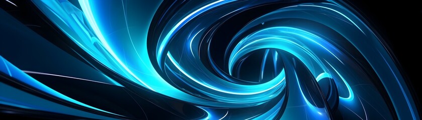 Hypnotic Neon Blue Warp Tunnel Swirling in Abstract Futuristic Space