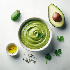 Guacamole, delicious avocado sauce widely used in cooking, for healthy eating