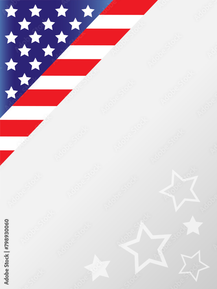 Wall mural usa flag symbols patriotic background border with grey gradient empty space for text.