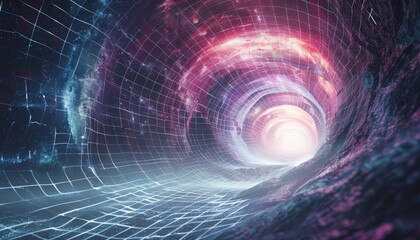 Obraz premium A backdrop resembling a cosmic microwave background radiation map, overlaid with a 3D model of a future space habitat 