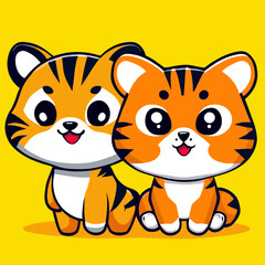 cute tigers clean line art high