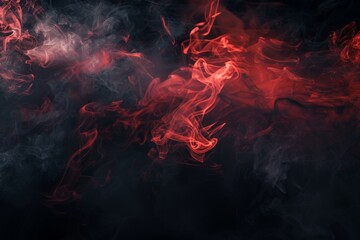 A dark and mysterious abstract scene with wisps of crimson smoke rising from an unseen source, against a backdrop of inky blackness  