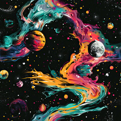 Galactic Brushstrokes Hand-Painted Space