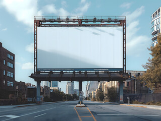 Obraz premium Billboard mockup image, large clean white surface, empty large advertising space, Bigboard