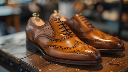 Sophisticated men's footwear highlighted within an exclusive women's shoe boutique online.
