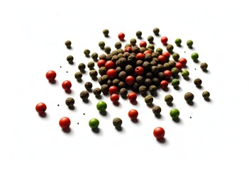 Naklejka na ściany i meble Colored Peppercorns Digital Spice Painting Isolated Background Graphic Seasoning Food Design