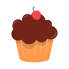 Chocolate Dessert with Cute Cartoon Design. Delicious Snack. Chocolate Day. Isolated on White Background.