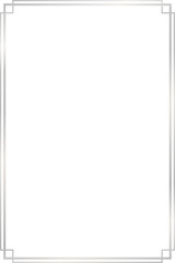Rectangle subtle dual outline silver frame with geometric stepped right-angled corners, 2x3 scale ratio for card, banner, video, presentation, invitation