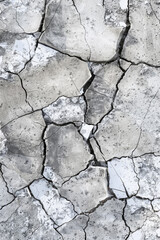 Cracked concrete, featuring fissures and weathered surfaces. Cracked concrete textures offer a gritty and urban backdrop