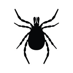 Obraz premium Mite. The silhouette of a tick is a top view. A blood-sucking parasite. The insect is a pest. Vector illustration isolated on a white background