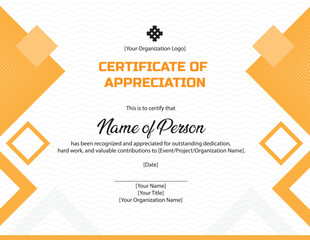 Orange Square pattern certificate of appricaiton 