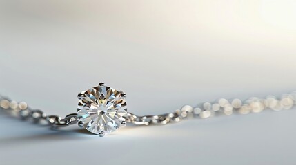 Elegant and minimalist design of a jewelry chain with a single diamond pendant displayed against a white background for a clean luxurious look