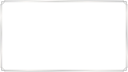 Rectangle subtle dual outline silver frame with concave inwardly rounded corners, 16x9 scale ratio for card, banner, video, presentation, invitation