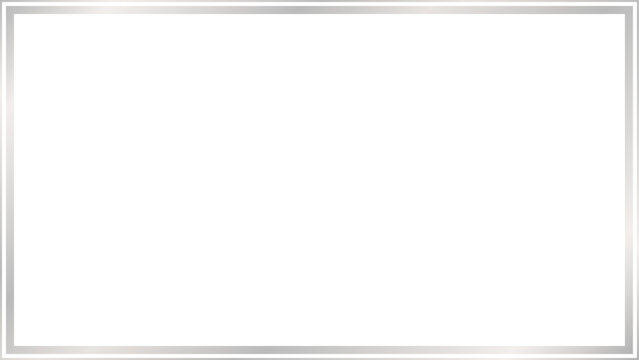 Rectangle subtle dual outline silver frame with 16x9 scale ratio for card, banner, video, presentation, invitation