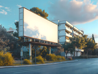Obraz premium Billboard mockup image, large clean white surface, empty large advertising space, Bigboard