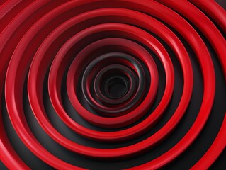 Naklejka premium A geometric abstract piece with concentric circles in shades of crimson and black, creating a sense of depth and illusion 