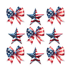 Fototapeta premium Coquette Bow American Flag 4th July Sublimation PNG
