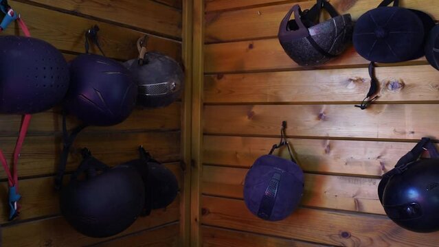 Close-up helmet for equestrian for safety while riding horse
