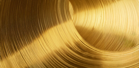 Golden Brushed Texture in Abstract Curved Lines
