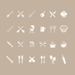 Cooking and kitchen icon collection - vector silhouette