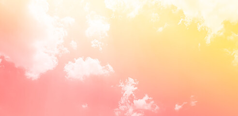 Pink Sky Cloud Background Color Yellow Abstract Sunset Landscape Pastel weather Light Warm Morning Wallpaper Freedom Summer Winter, Mockup Cosmetic Environment, Heaven Dramatic Sunlight Dusk Beautiful