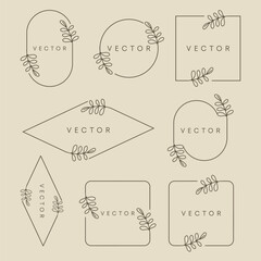 Set of black laurels frames branches. Vintage laurel wreaths collection. Hand drawn vector laurel leaves decorative elements. Leaves, swirls, ornate, award, icon. Vector illustration.